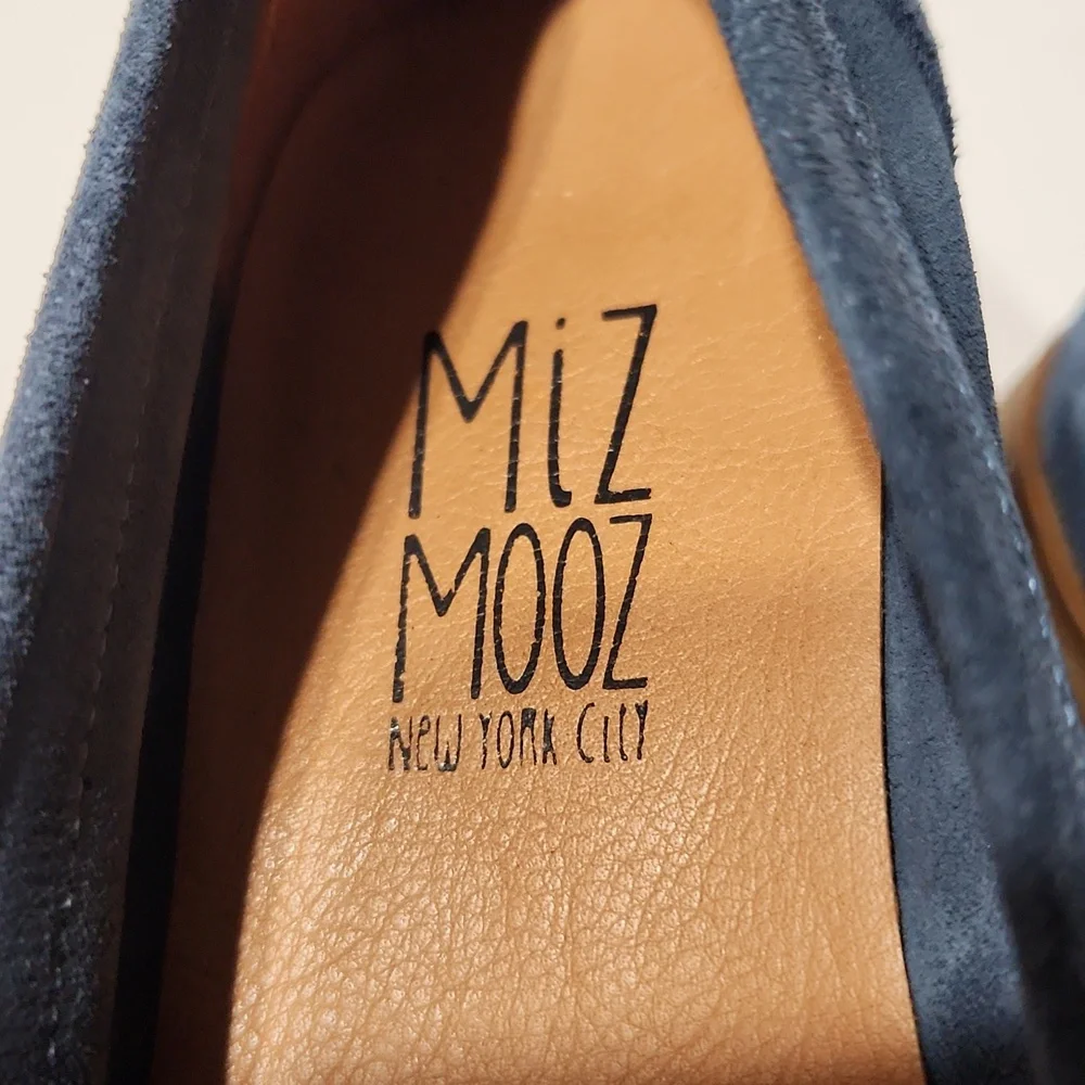 Miz Mooz Ilona Indigo Suede Fringe Penny Loafers Size 6